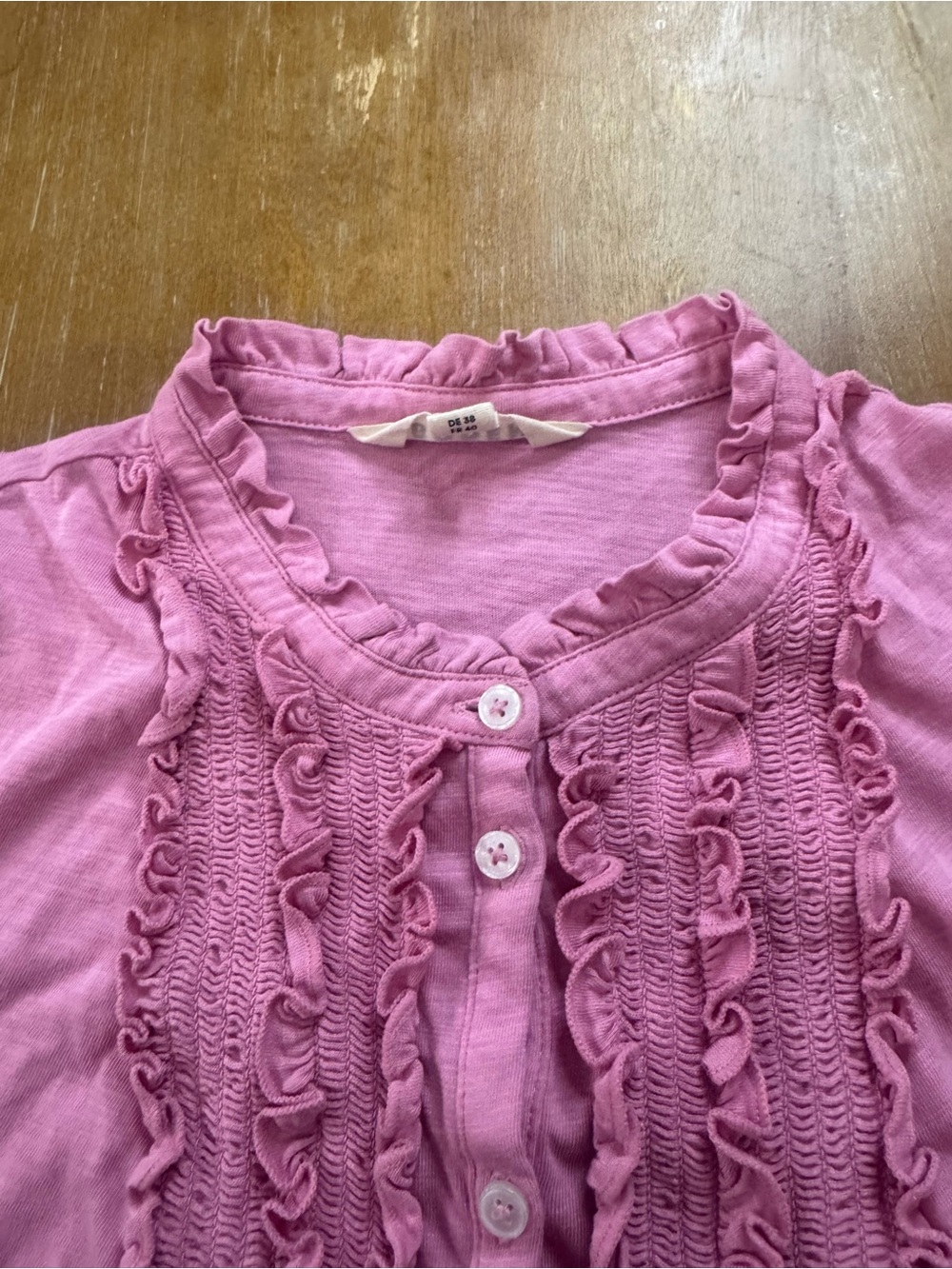Boden Pink Ruffled Button-Front Blouse - Picture 5 of 7